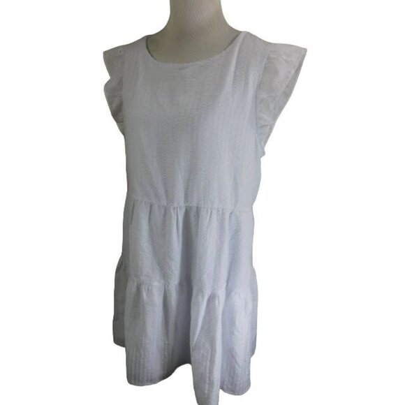 Chetta B. Size XL White Lined Eyelet Designer Boho Dress - Picture 2 of 2